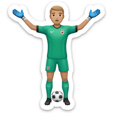 soccer goalkeeper full body and football boots arms out sticker