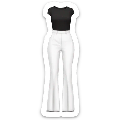 Realistic isolated pair of white high waist long length flare leg dress pants. sticker