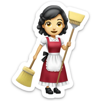 French maid cleaning house sticker