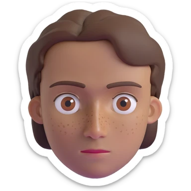 Polish man with medium length brown hair and freckles around his left eye sticker