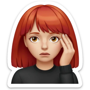 This emoji 🤦‍♀️ but with red hair and bangs  sticker
