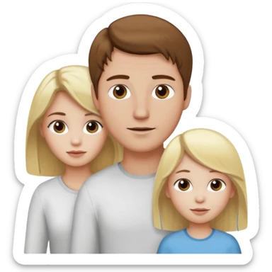 man with brown hair and white skin and woman with blonde hair and white skin couple with 1 kid with blonde hair and white skin sticker