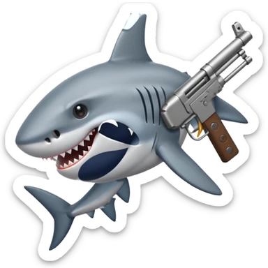 shark with gun  sticker