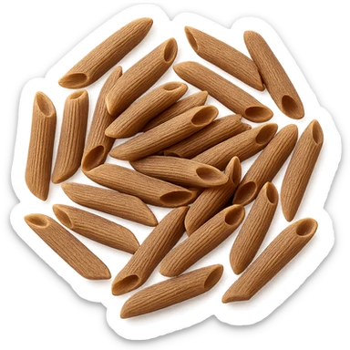 Realistic style loose integral penne pasta with natural details, no background. sticker