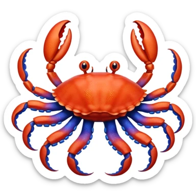 a red crab with two claws and a blue octopus are friends sticker