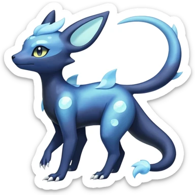 Shiny icy iridescent Pastel Nebulae Salandit-Meowstic-Umbreon-Fakémon-hybrid-creature (full body)  sticker