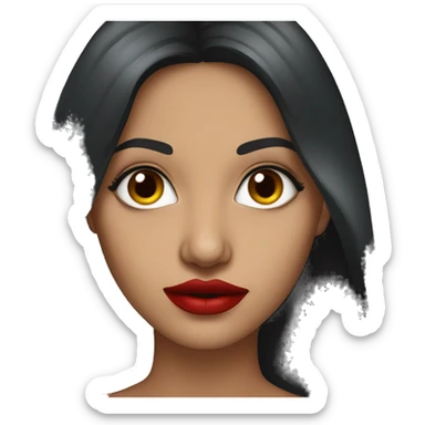 professional indian beautiful woman with dark long hair, red lip, big eyes sticker