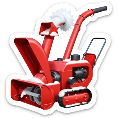 red snowblower emoji with snow being blown actively sticker
