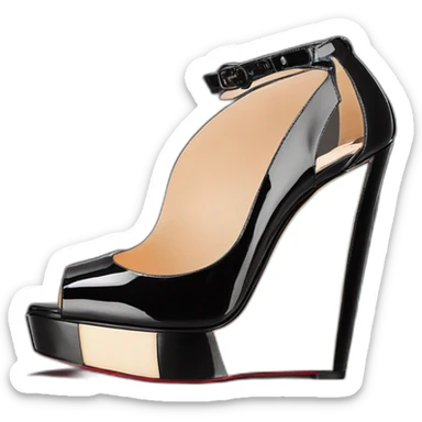 Platform wedges black louboutin sandal patent sticker