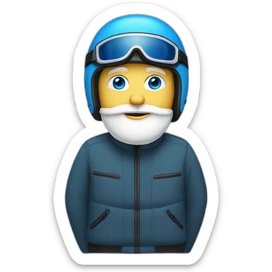 fifty white Man white beard shaved hair blue eyes skier sticker