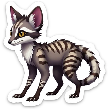 Feral Rare Fantasy dark colorful Vernid-Sergal-Genet-Trico-species by LiLaiRa, random markings, tufted ears, full body sticker