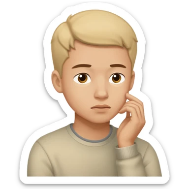 Young man showing possible options sticker