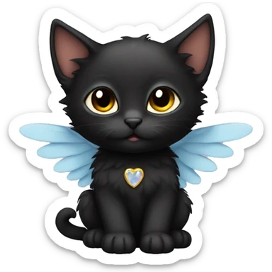 Black kitten with wings sticker