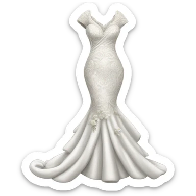 Hyper Realistic ornate Wedding dress displays fish tail sticker