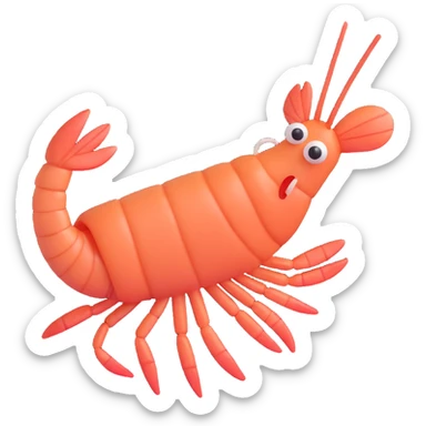 realistic shrimp, 3D emoji style sticker
