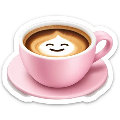 Baby pink coffee cup with coffee with bow shaped latte art sticker