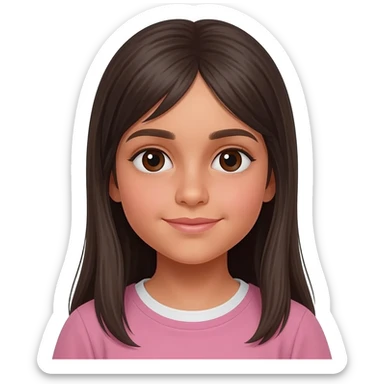 emoji métisse algérienne fille 10 ans mince cheveux longs et lisses sticker