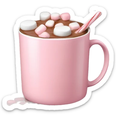 Light Pink mug of hot chocolate with marshmallows  sticker