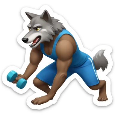 Wolf working out sticker