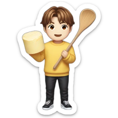 Emoji of Jungkook from bts holding a stick of butter sticker