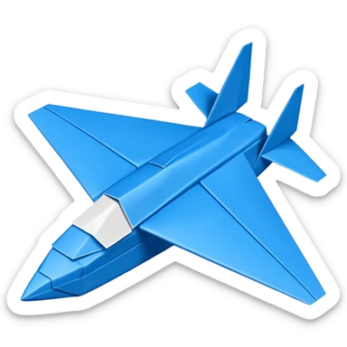 Blue origami plane sticker