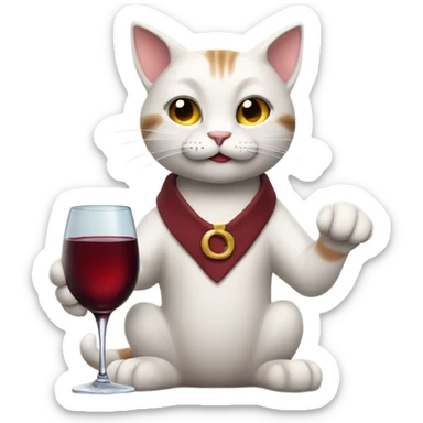 smug looking cat drinking a glass of wine sticker