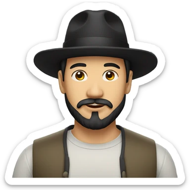 asian man with black russian hat and black beard sticker
