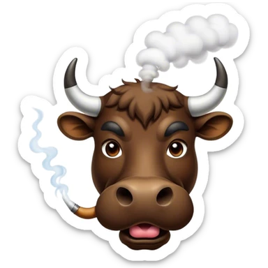 Bull face blowing smoke thru nose sticker