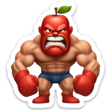 Very Muscular angry red apple man sticker