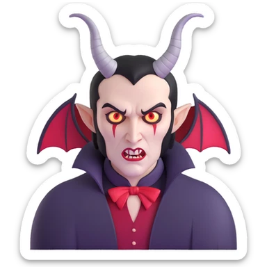Vampire with demonic horns sticker