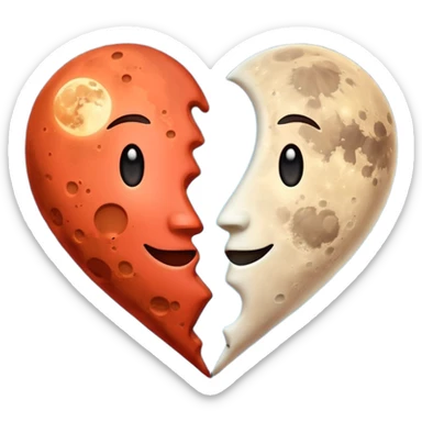 moon and mars heart sticker