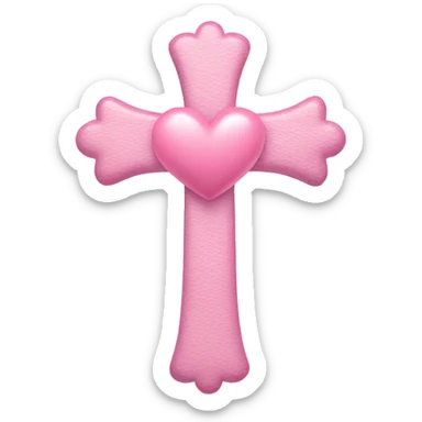 cross with heart and bow in pastell pink sticker