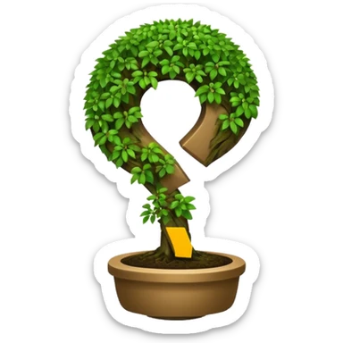 Bonzai with a question mark shape  sticker