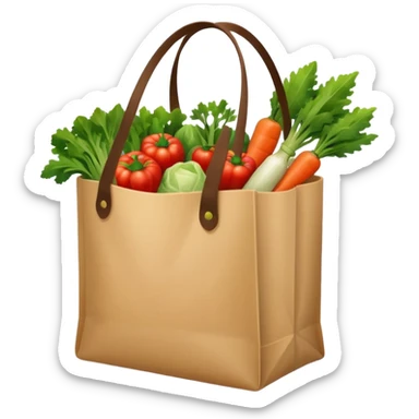 groceries in a bag with vegetables sticker