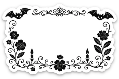 Remove the background and any text from this goth banner, keep it cute, expressive, minimal, in the style of imagen-4-fast-KaUtLiSA10F, with a transparent background. sticker