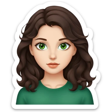 Beautiful girl with dark brown wavy hair and green eyes sticker