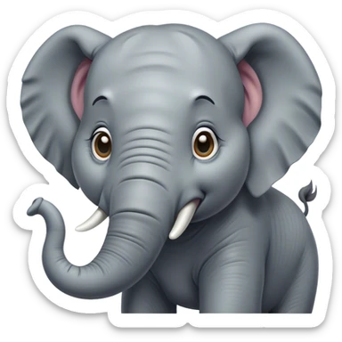 Cinematic Comical Elephant Portrait Emoji, Head tilted dramatically with an exaggeratedly amused expression, featuring a striking gray hide with whimsical wrinkles and wide, expressive eyes full of playful disbelief, Simplified yet hilariously expressive features, highly detailed, glowing with a slightly sassy glow, high shine, dramatic yet playful, stylized with an air of cheeky mischief, bright and endearing, soft glowing outline, capturing the essence of a spirited and over-the-top elephant, so meme-worthy it feels like it could trumpet its way into internet fame instantly! sticker
