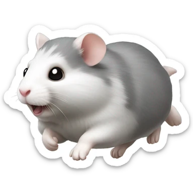 Grey hamster running  sticker