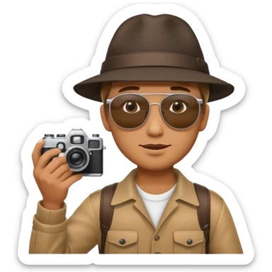 man hold film Camera on his shoulder sticker