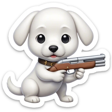 white dog with shotgun sticker