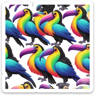 Lisa frank toucan with rainbow beak and feathers sticker