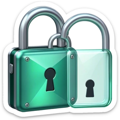 Holographic and glassmorphic dark green lock sticker