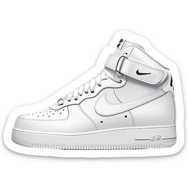 A pair of completely white Nike Air Force 1 sneakers positioned one behind the other, clean design with Nike swoosh sticker