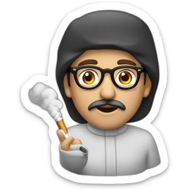 Un arabe chauve avec des petites lunettes en train de fumé un cigare sticker