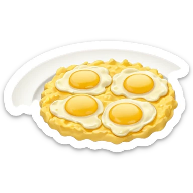 plate of scrambled eggs, simple, clear, vibrant yellow sticker