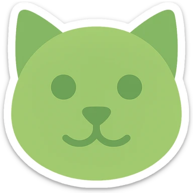 green cat face icon sticker