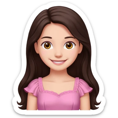 Azzyland dark brown long hair, brown eyes, pink dress sticker