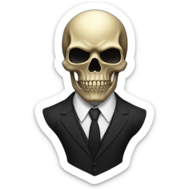black skull in a suit only black from the voice of tears silver sticker