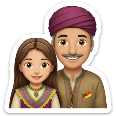 دختر وباباش باهم با لباس کردی sticker