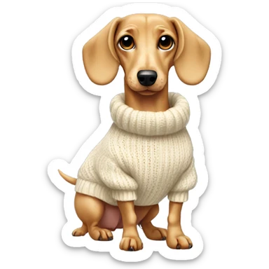 cream dachshund in sweater full body sticker